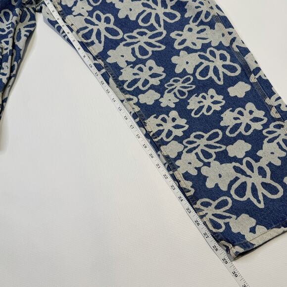 Butter Goods Baggy Jeans Mens 36 Blue White Floral Print Denim Pants Streetwear - Picture 14 of 16